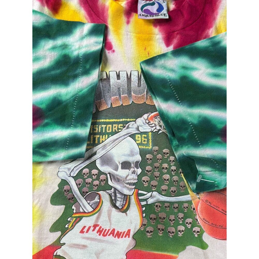 VINTAGE 1992 GRATEFUL DEAD LITHUANIA BASKETBALL SHIRT LIQUID BLUE LARGE VTG - Picture 7 of 10